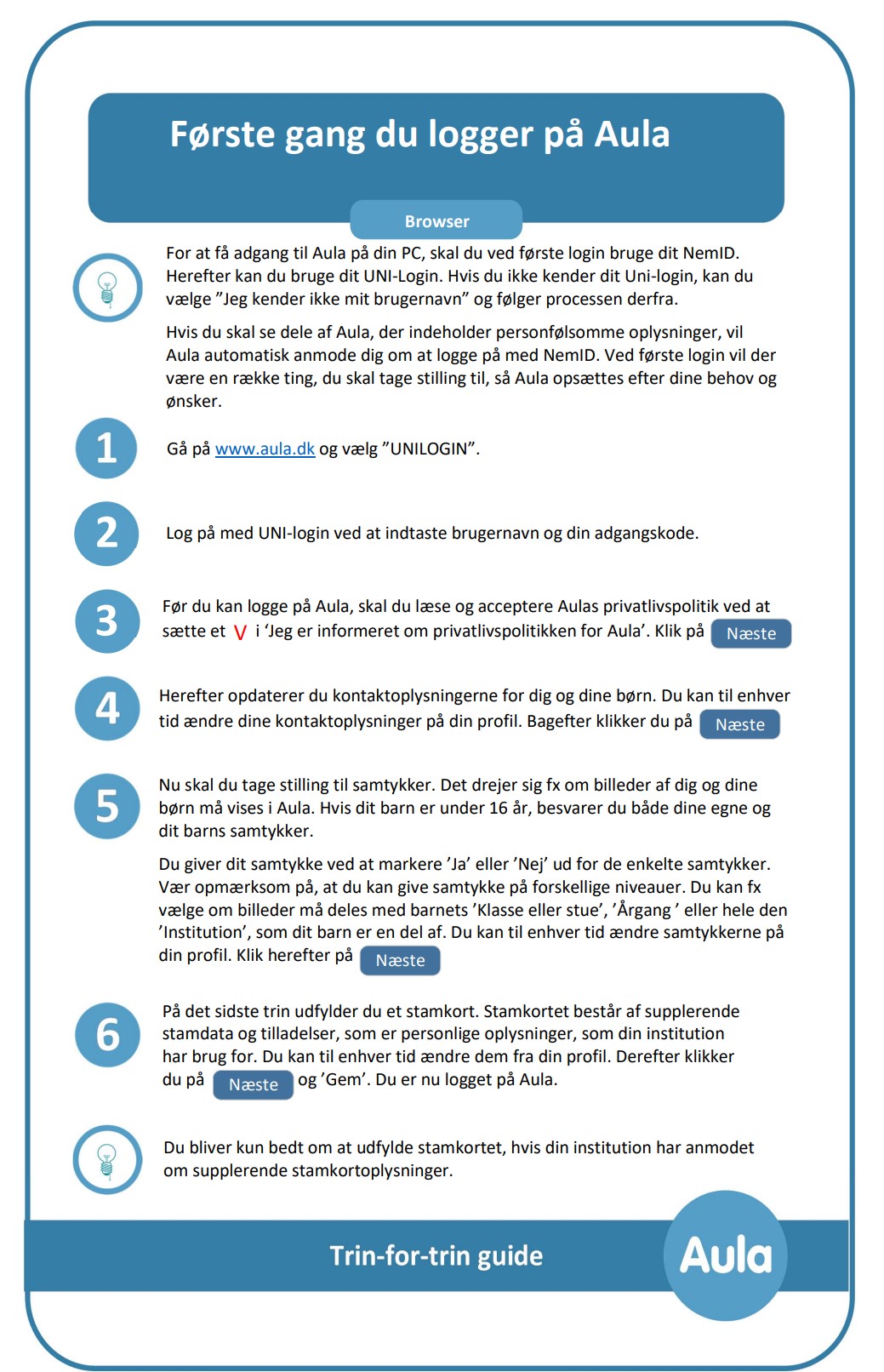 Første gang du logger på Aula/Browser