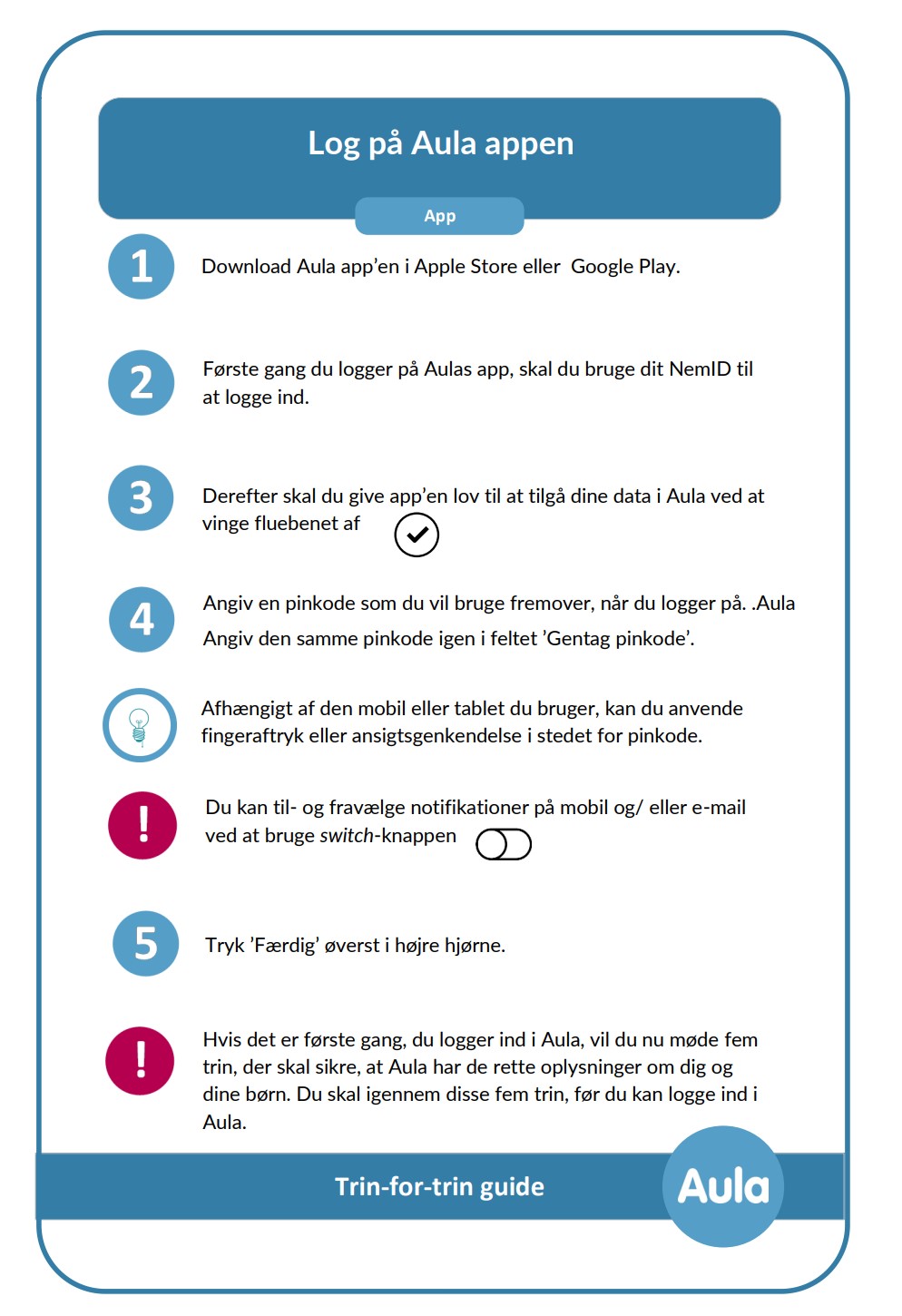Første gang du logger på Aula/App